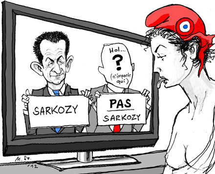 Cartoon: la decision de Marianne (medium) by MarkusSzy tagged france,presidency,election,sarkozy