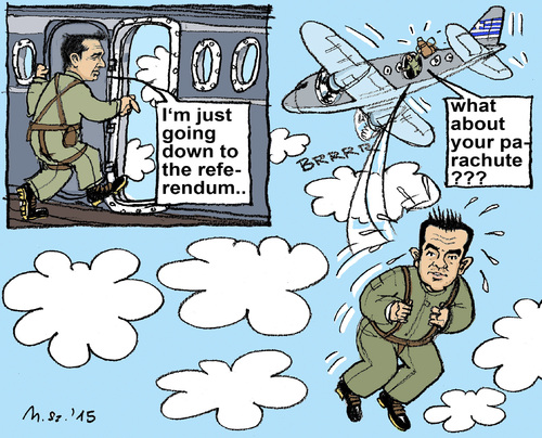 Cartoon: One Way Ticket (medium) by MarkusSzy tagged greece,eu,euro,crisis,austerity,referendum,tsipras