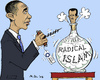 Cartoon: Jinn in a Bottle (small) by MarkusSzy tagged syria,usa,obama,assad,radical,islam