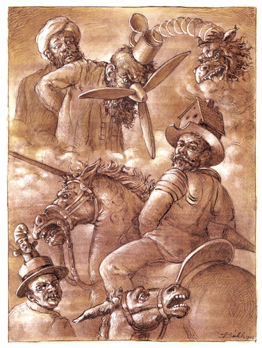 Cartoon: Scheinriesen (medium) by Thomas Bühler tagged windmühlen,quichotte,don,alltag