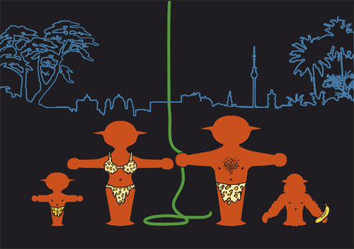 Cartoon: Tarzan mit Familie (medium) by Thomas Bühler tagged tarzan,ampelmännchen,jungel