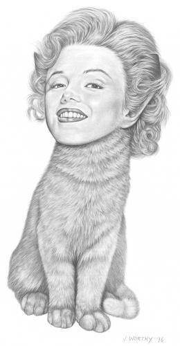 Cartoon: Marilyn Kitty (medium) by jim worthy tagged marilyn,monroe,cat,kitten,hollywood,pencil,illustration