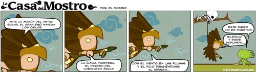 Cartoon: Caballero Aguila (medium) by mostro tagged vector,eagle,aguila,mostro,azteca,mexica,aztec,comic,strip,tira,comica,ajolote