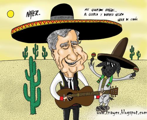 Cartoon: Al Guerco Y Diamante Negro (medium) by Nayer tagged mexico,amigo,diamante,negro,al,guerco,nayer,sudan