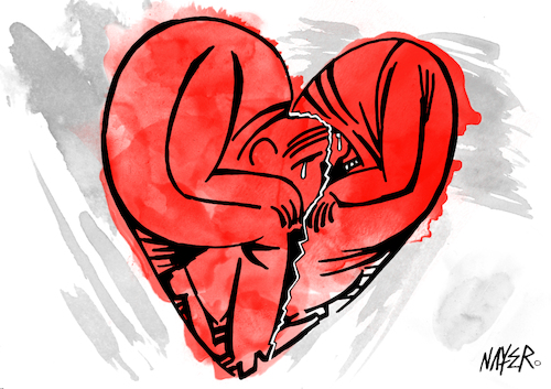 Cartoon: Broken Heart (medium) by Nayer tagged love,sorrow