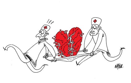 Cartoon: Broken Heart (medium) by Nayer tagged broken,heart,love,aid