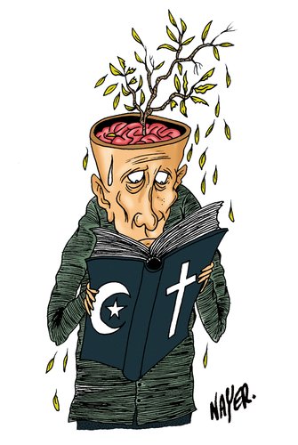 Cartoon: Holy Book (medium) by Nayer tagged holy,book,religion,god,christianity,islam,bible