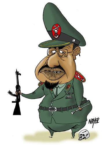 Cartoon: Omar al Bashir (medium) by Nayer tagged omar,al,bashir,sudan,icc,international,criminal,court,darfur,genocide,islam,islamism