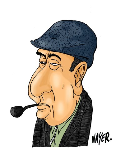 Cartoon: Pablo Neruda (medium) by Nayer tagged pablo,neruda,chile,poet,diplomat,political,figure,communism