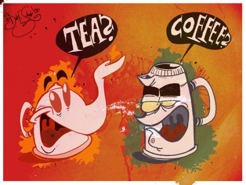 Cartoon: Coffee or Tea (medium) by Dirk ESchulz tagged dirk,verrücktheit,exzentrik,bizarr,schrullig,sonderbar,spleen,andersartig,anders,abweichend,skurrilitätverschroben,absonderlich,kautzig,eigenwillig,skurril,surreal,illustration,kaffee,coffein,koffein,wachmacher,tee,heißes wasser,thermoskanne,teekanne,entscheidung,gesundheit,getränk,warmgetränk,heißes,wasser