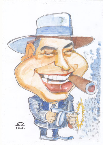 Cartoon: Al Capone (medium) by zed tagged al,capone,brooklyn,new,york,usa,gangster,criminal,prohibition,famous,people,portrait,caricature