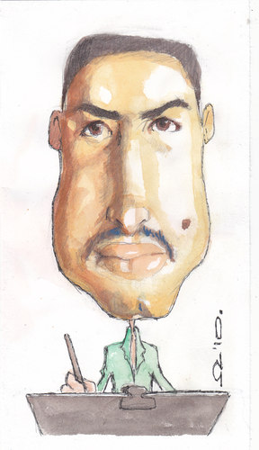 Cartoon: Amir Taqi (medium) by zed tagged amir,taqi,iraq,artist,cartoonist,caricatourist,portrait,caricature
