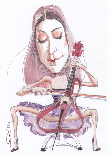 Cartoon: Ana Rucner (medium) by zed tagged rucner,ana,croatia,musician,violoncello