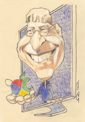 Cartoon: Bill Gates (medium) by zed tagged bill,gates,seattle,usa,business,filanthrop,microsoft,famous,people,portrait,caricature