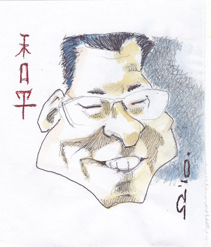 Cartoon: Liu Xiaobo (medium) by zed tagged liu,xiaobo,china,human,rights,writer,nobel,peace,prize,portrait,caricature