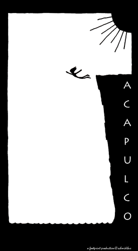 Cartoon: acapulco (medium) by schmidibus tagged acapulco,klippenspringer,mexico,sonne,felsen,meer,mut,ästhetik,schweben,fliegen