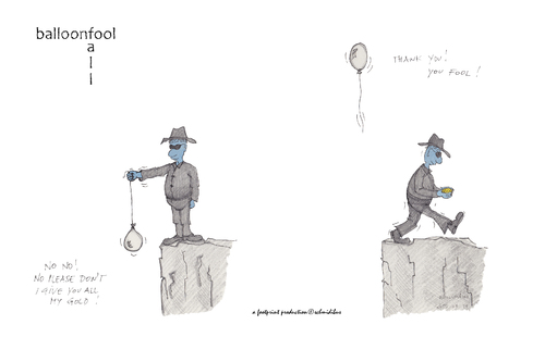 Cartoon: balloon (medium) by schmidibus tagged gold,ballon,fool,fall