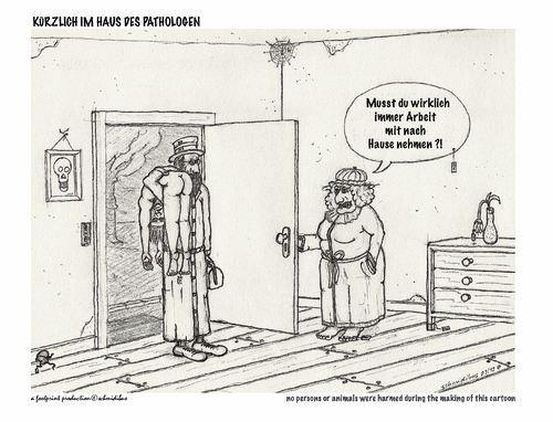 Cartoon: pathologe (medium) by schmidibus tagged untersuchung,tot,frau,zuhause,arbeit,pathologe