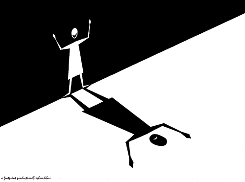 Cartoon: shadow smiling (medium) by schmidibus tagged lachen,schatten,weiß,schwarz