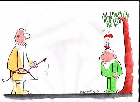 Cartoon: Tell (medium) by ERDOGAN tagged father,son,apple,arrow