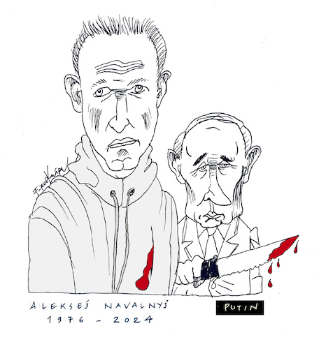 Cartoon: Putin foe Alexei Navalny dies (medium) by firuzkutal tagged russia,putin,alexei,navalny,prison,russia,putin,alexei,navalny,prison
