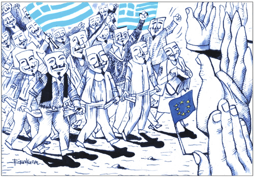 Cartoon: Resist Greece - Let Greece breat (medium) by firuzkutal tagged merkel,hollnde,economy,dept,eu,europe,tzipras,alexis,syriza,socialist,resistance,resist,greece