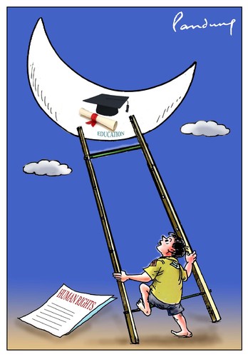 Cartoon: Human Rights (medium) by B V Panduranga Rao tagged education,human,rights