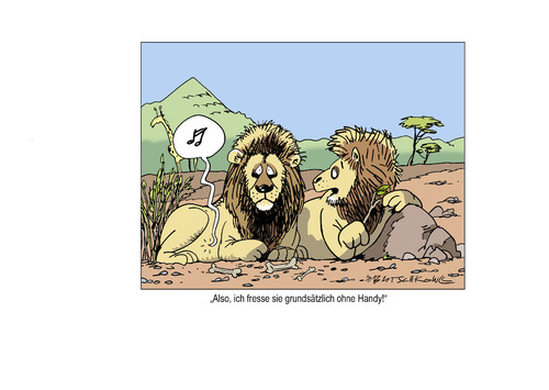 Cartoon: Löwen-Talk (medium) by Butschkow tagged lion,löwe,lunch,essen,handy,klingetone,ringtone,gourmet,tiere,animals,lion,löwe,lunch,essen,handy,klingetone,ringtone,gourmet,tiere,animals