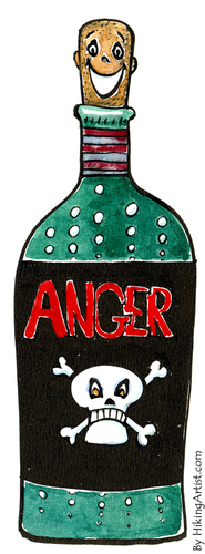 Cartoon: I am not angry... I am not... (medium) by Frits Ahlefeldt tagged feeling,anger,bottle,head,cartoon,drawing,green,metaphor,am,not