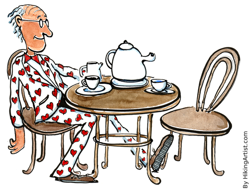 Cartoon: Senior dating (medium) by Frits Ahlefeldt tagged love,amour,feeling,life,retired,old,man,heart,blind,date,cartoon,drawing,illustration,free