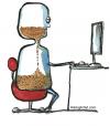 Cartoon: Waiting for time to pass (small) by Frits Ahlefeldt tagged time life management plans boredom people office computers surfing
