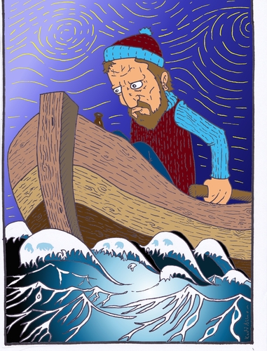 Cartoon: Der Mann und das Meer (medium) by kader altunova tagged mann,meer