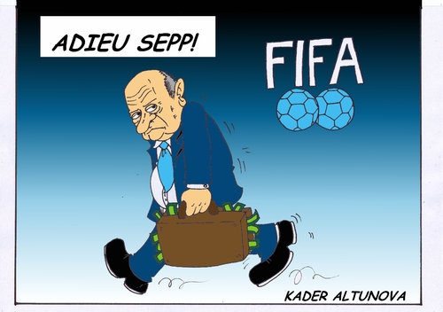 Cartoon: FIFA-Chef Blatter tritt zurück (medium) by kader altunova tagged blatter,sepp,fussball