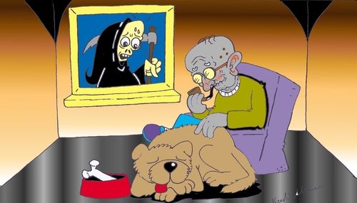 Cartoon: lebensversicherungen (medium) by kader altunova tagged lebensversicherungen,alt,tod,knochen,hund
