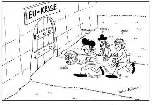 Cartoon: Rolle Deutschlands in Europa (medium) by kader altunova tagged merkel,frankreich,krise,euro