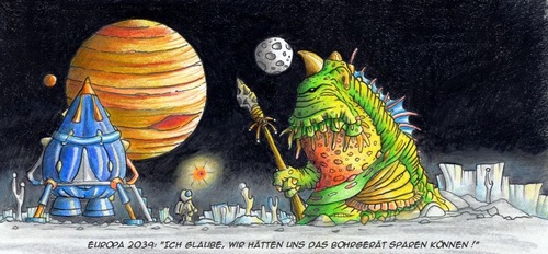 Cartoon: Leben auf Europa ! (medium) by Jupp tagged europa,leben,weltraum,space,jupiter,life,moon,mond,jupp,cartoon,illustration,auf,nasa