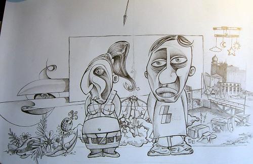 Cartoon: Zwei Häßliche aus Pforzheim (medium) by Sicko tagged sicko