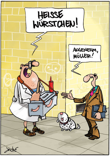 Cartoon: Heisse Würstchen (medium) by andre sedlaczek tagged würstchen,name,deppen