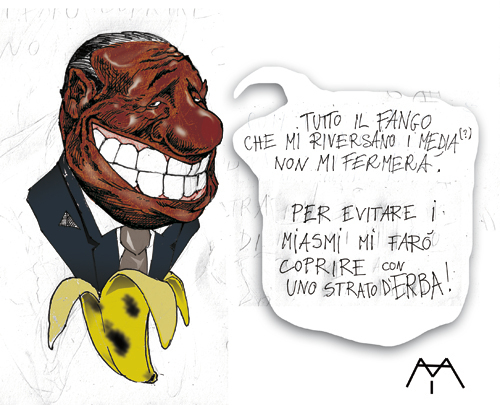 Cartoon: Silvio Berlusconi Banana (medium) by Mattia Massolini tagged berlusconi,desolazione,cosmica,cevello,di,questo,omm,emmerda
