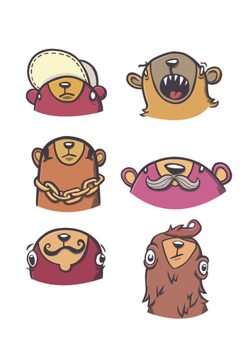Cartoon: Bear character Heads Pt. 2 (medium) by Playa from the Hymalaya tagged bär,bear,bären,bears,charaktere,characters,comic