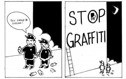 Cartoon: Stop Graffiti (medium) by Playa from the Hymalaya tagged graffiti,police,officer
