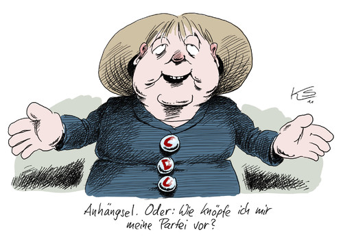 Cartoon: Anhängsel (medium) by Stuttmann tagged merkel,cdu