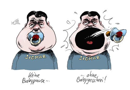 Cartoon: Babypause (medium) by Stuttmann tagged babypause,gabriel,spd