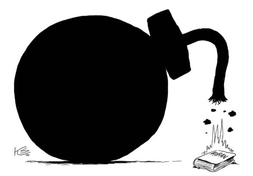 Cartoon: Bombe (medium) by Stuttmann tagged bombe,koran,911,reverend,jones,bombe,koran,911,11 september,terror,terrorismus,islam,feindschaft,konflikt,new york,usa,11,september,new,york