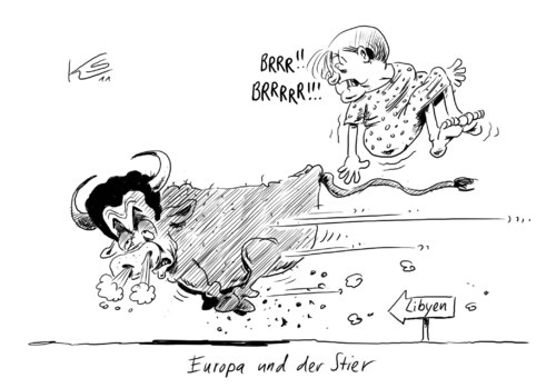 Cartoon: BRRR (medium) by Stuttmann tagged stier,europa,merkel,gaddafi,libyen,libyen,gaddafi,angela merkel,stier,europa,angela,merkel