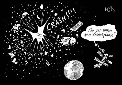 Cartoon: Crash (medium) by Stuttmann tagged satellitenschrott,iss,zusammenstoß,abwrackprämie,wirtschaftskrise,rezession,satellit,schrott,iss,zusammenstoß,abwrackprämie,wirtschaftskrise,rezession,konjunktur,wirtschaft,finanzen,finanzkrise,erde,krise