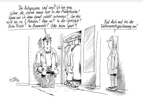 Cartoon: Datenvorrat (medium) by Stuttmann tagged datenvorratsspeicherung,datenvorratsspeicherung,daten,speicherung,vorrat,datenbank,überwachung,kontrolle,bürger,privat,technologie