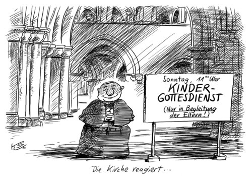 Cartoon: Die Kirche reagiert... (medium) by Stuttmann tagged kirche,kindesmissbrauch,sexualität,canisius,colleg,jesuiten,kirche,kindesmissbrauch,sexualität,canisius,college,jesuiten,relgion,glaube,mißbrauch