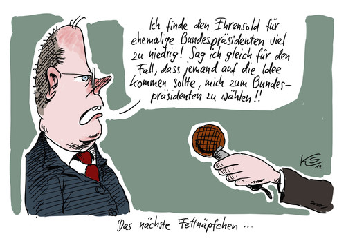 Cartoon: Fettnäppfchen (medium) by Stuttmann tagged steinbrück,kanzlergehalt