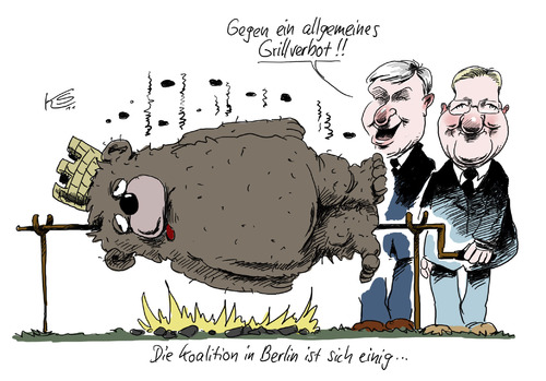 Cartoon: Grillverbot (medium) by Stuttmann tagged berlin,koalition,wowereit